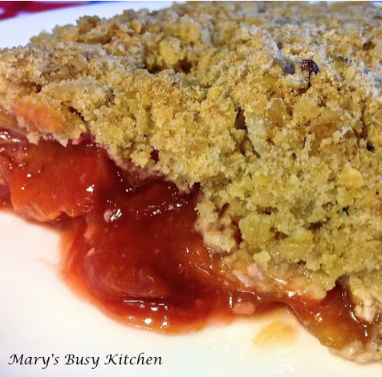 Rhubarb & Peach Crisp ~Gluten and dairy-free