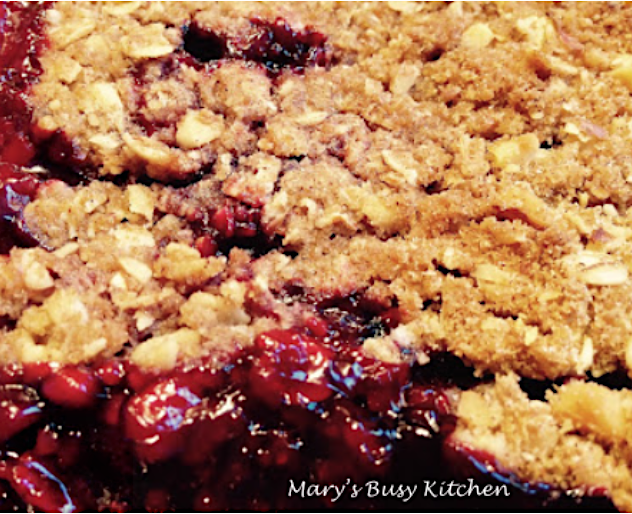 The best berry and rhubarb fruit crisp I ever ate
