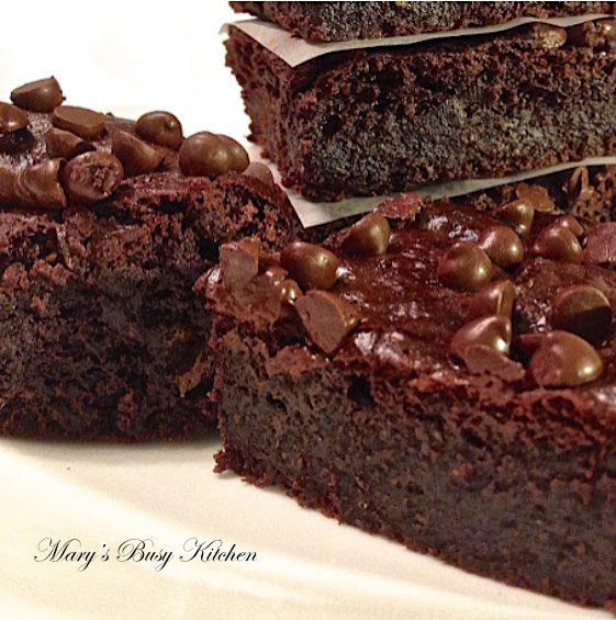 GF Magic Fudge Brownies – a decadent brownie without dairy & egg.