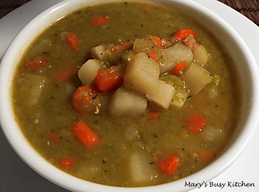 Hearty and savory homemade split pea soup