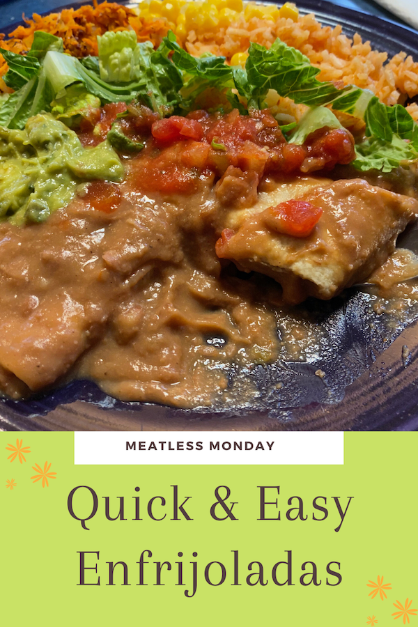 Meatless Monday dinner idea. Quick and easy enfrijoladas, gluten-free.