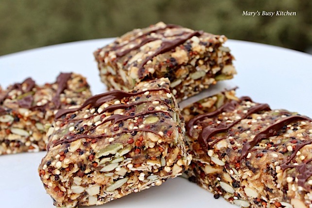 Tri-Colored Quinoa Nutty Snack Bars ~ Gluten free