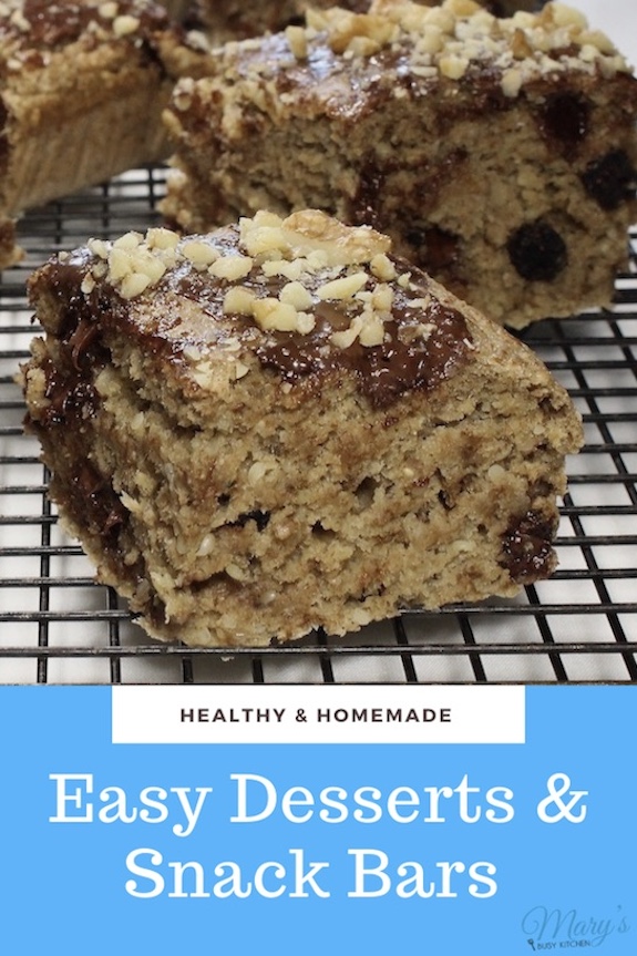 blueberry banana snack bars with chocolate chips gluten-free and vegan