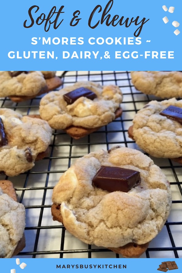 S'mores Cookies with gluten, dairy, and egg-free options