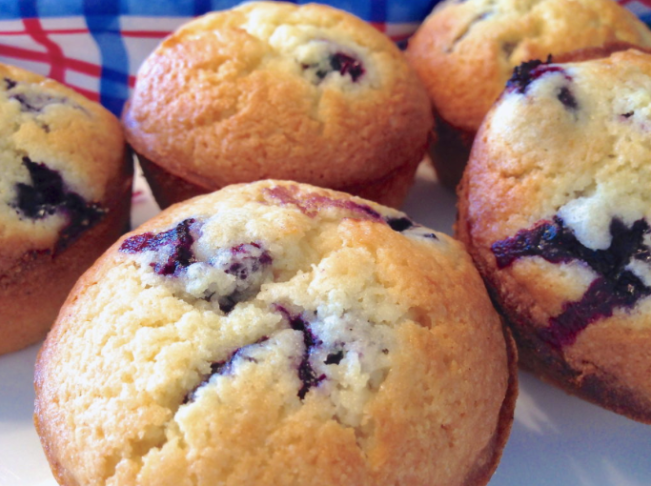 Blueberry muffins with lemon zest. A special treat for breakfast, brunch or a snack.