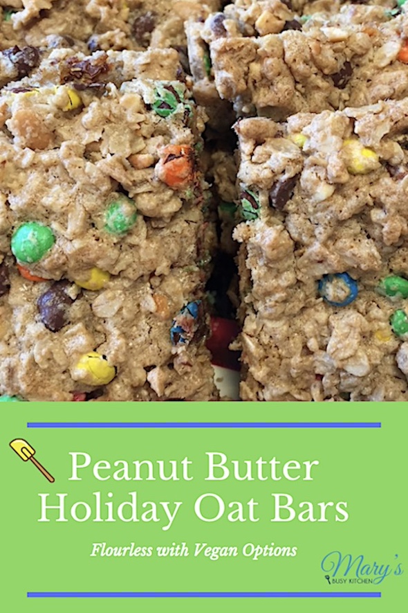 easy oat bars with chocolate chips and candies