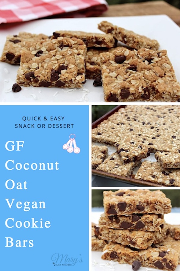 GF coconut oat vegan cookie bars