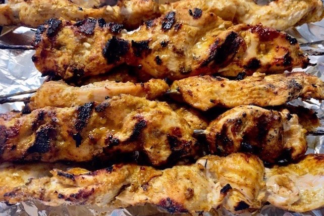 Delicious satay chicken skewers. Gluten, dairy, and egg-free