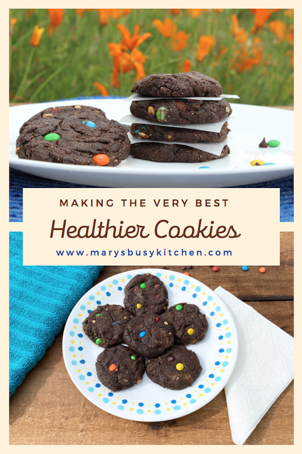 healthy peanut butter brownie monster cookies