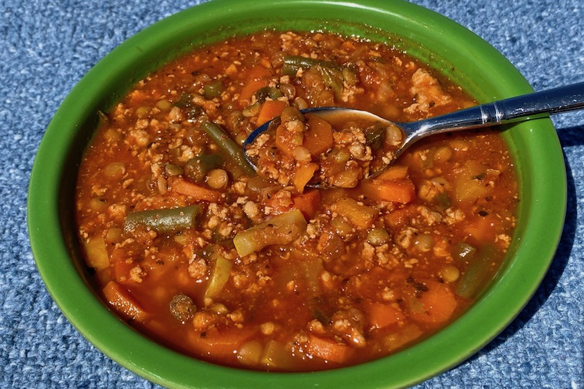 turkey and red lentil vegatable soup