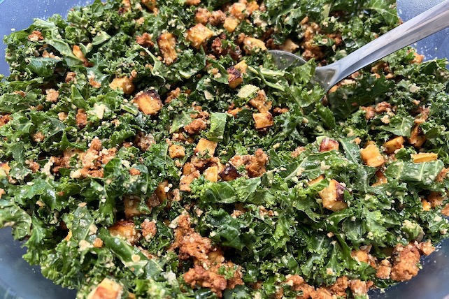 Powerhouse Kale Salad with homemade Sunflower Seed Dressing