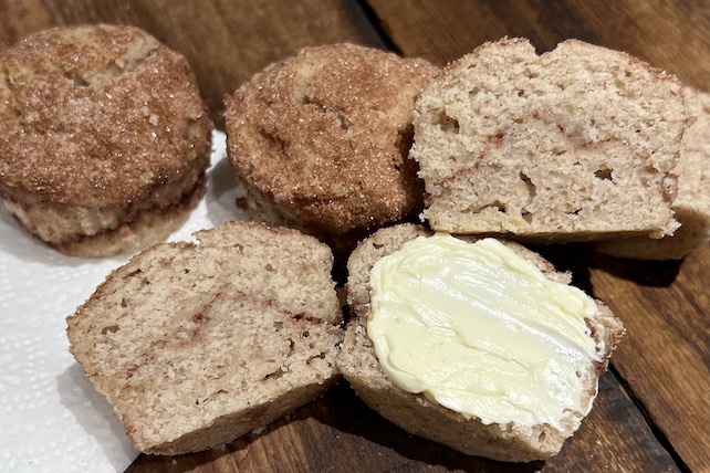 Cinnamon roll muffins that are gluten-free and vegan. It's like a coffee cake in a muffin shape.