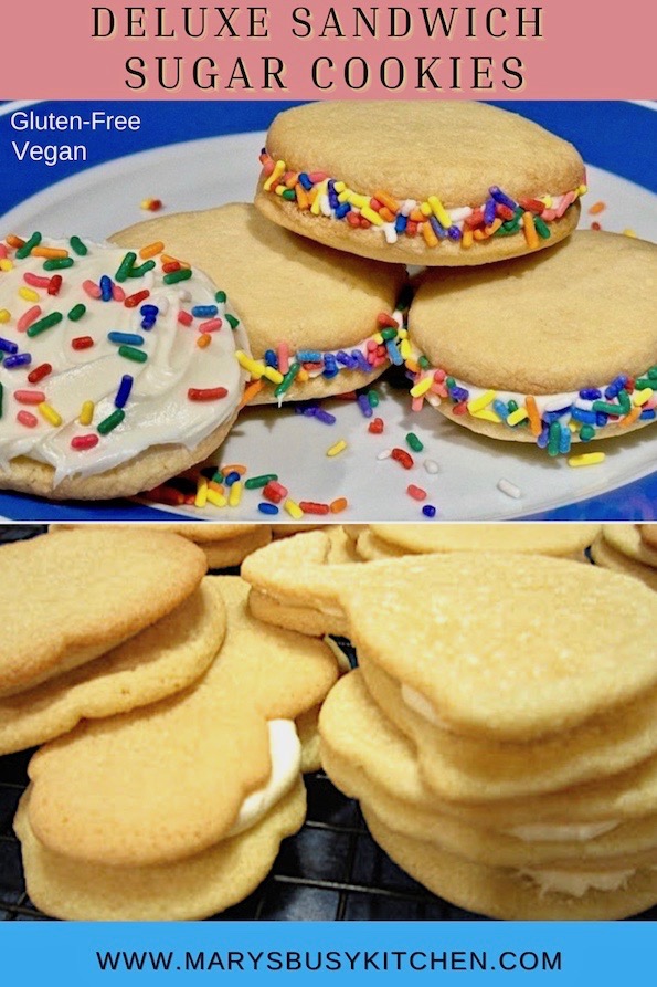 Soft sugar cookie sandwiches with gluten-free and vegan options