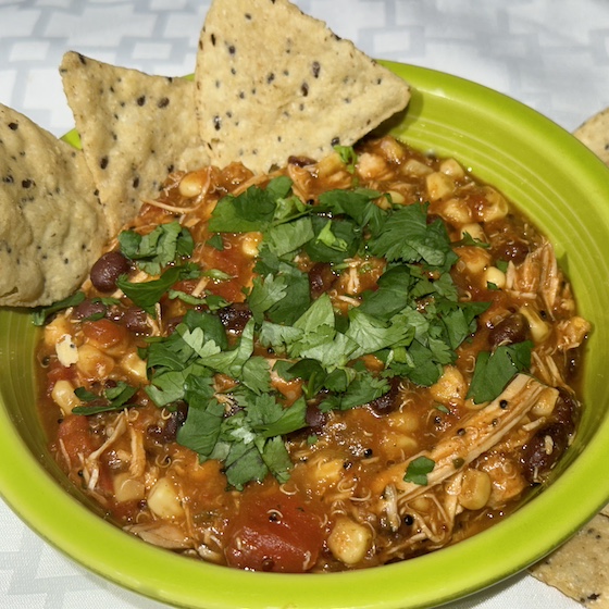 slow cooker chicken quinoa tortilla soup