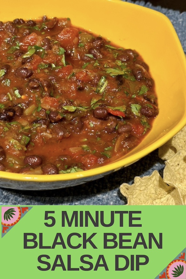 5 minute low-fat black bean salsa dip