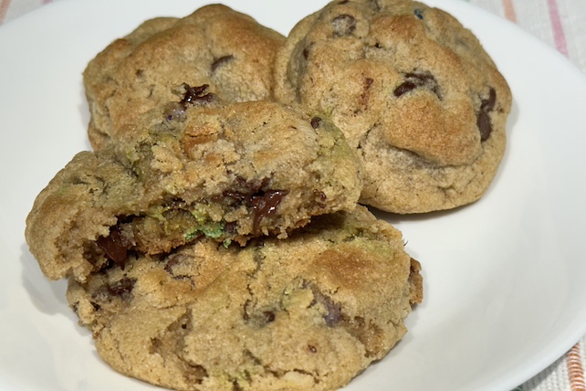 gluten-free chocolate chip cookies with pistachio butter