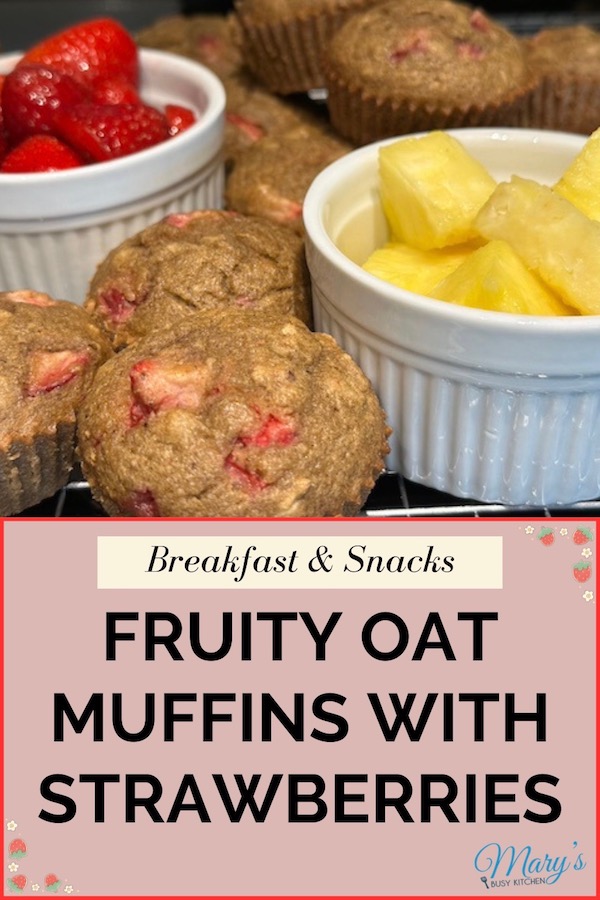 easy healthy gluten-free fruity oat muffins with strawberries