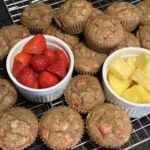 Fruity oat muffins with strawberries. Gluten, and dairy-free