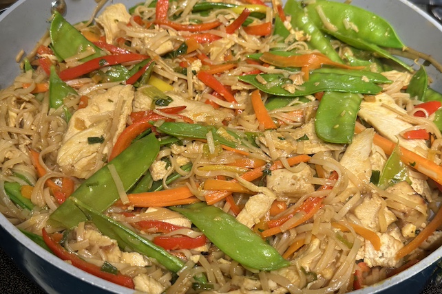 The best spicy chicken Singapore noodles